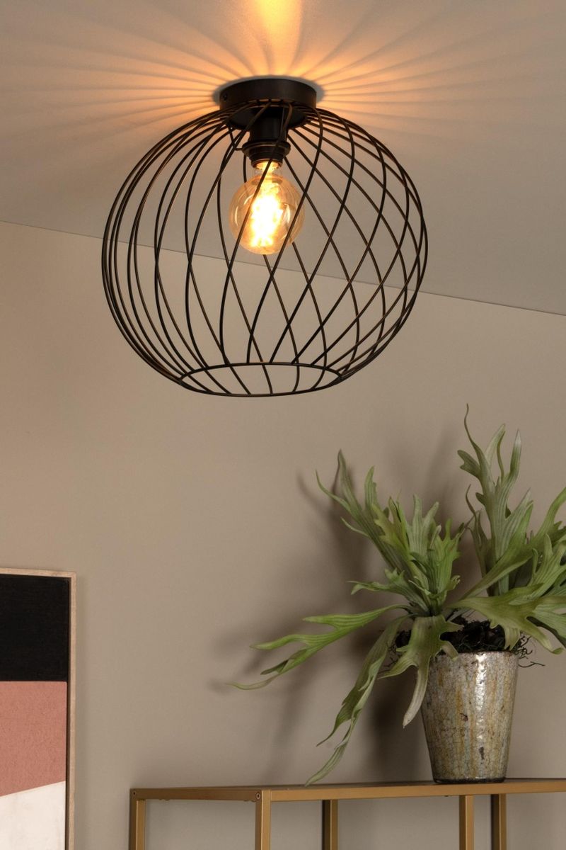 Lucide DANZA - Zapustené stropné svietidlo - Ø 40 cm - 1xE27 - Čierne